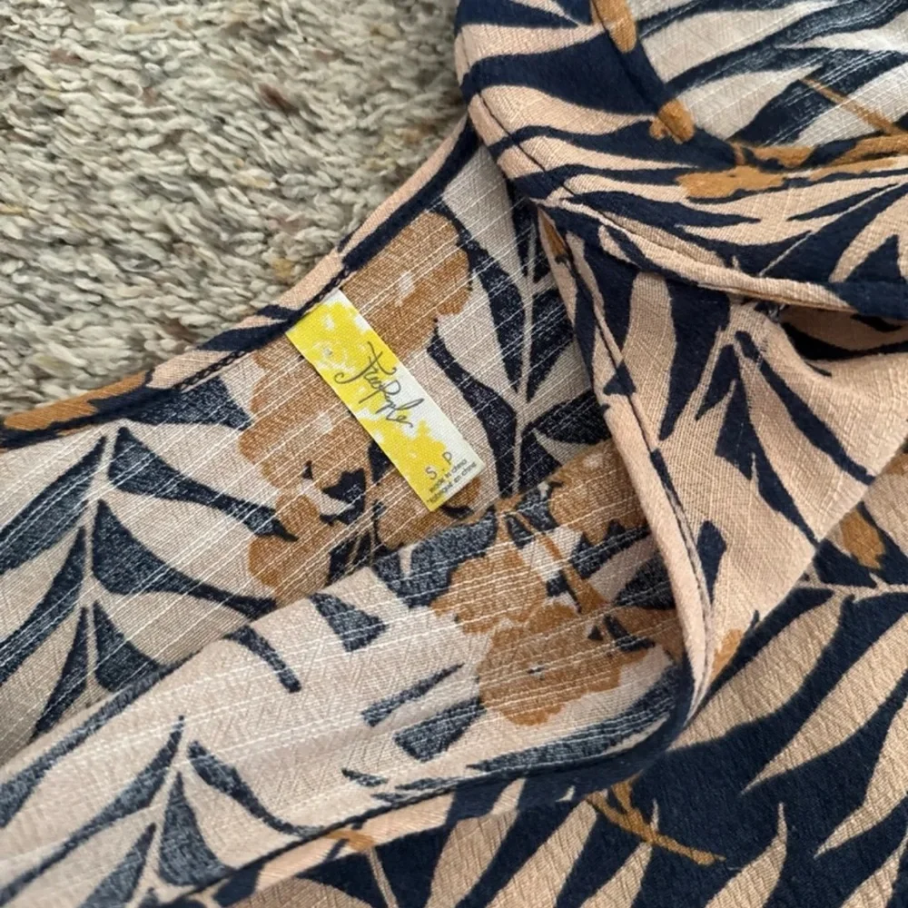 Free People Navy Combo Tropical Two-fer Mini Dress size Small - Picture 9 of 12